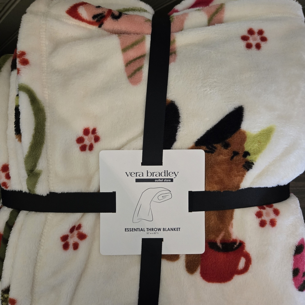 Vera Bradley Cat Print Throw Blanket